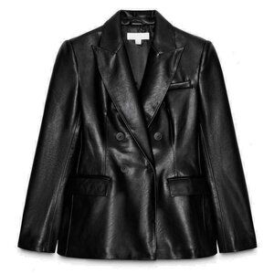 Zara Black Faux Leather DB Blazer, XS
